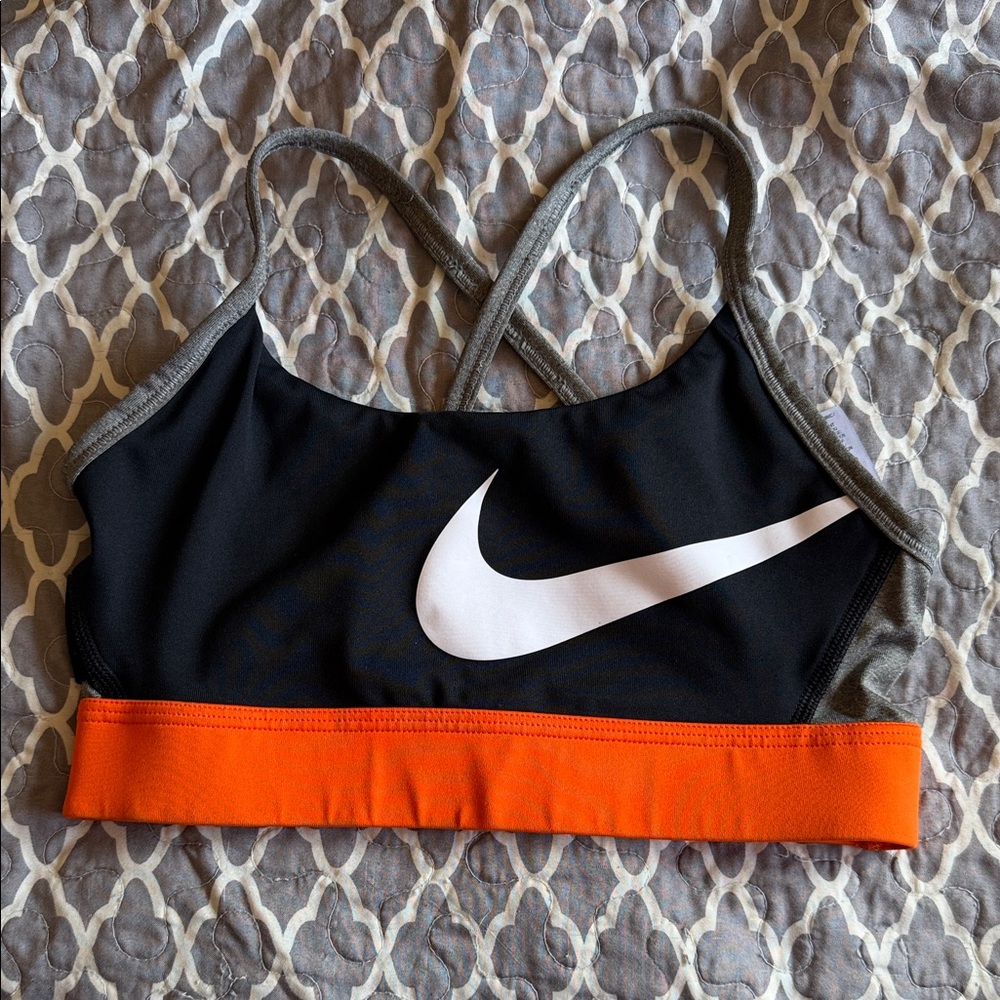 Nike Women's Black and Orange Bikini Top